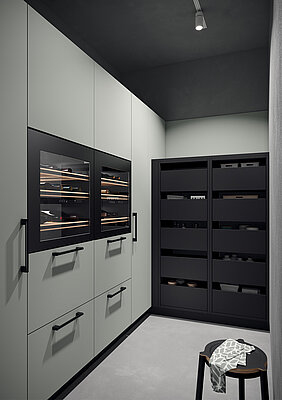 Utility room in the color eucalyptus